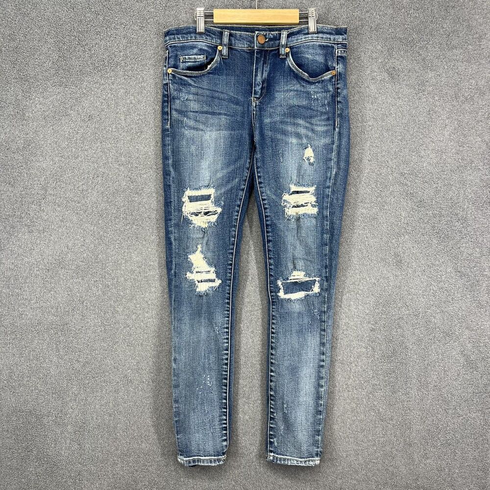 BLANKNYC Jeans Womens 28 Blue Distressed The‎ Reade Skinny Stretch Denim Pants